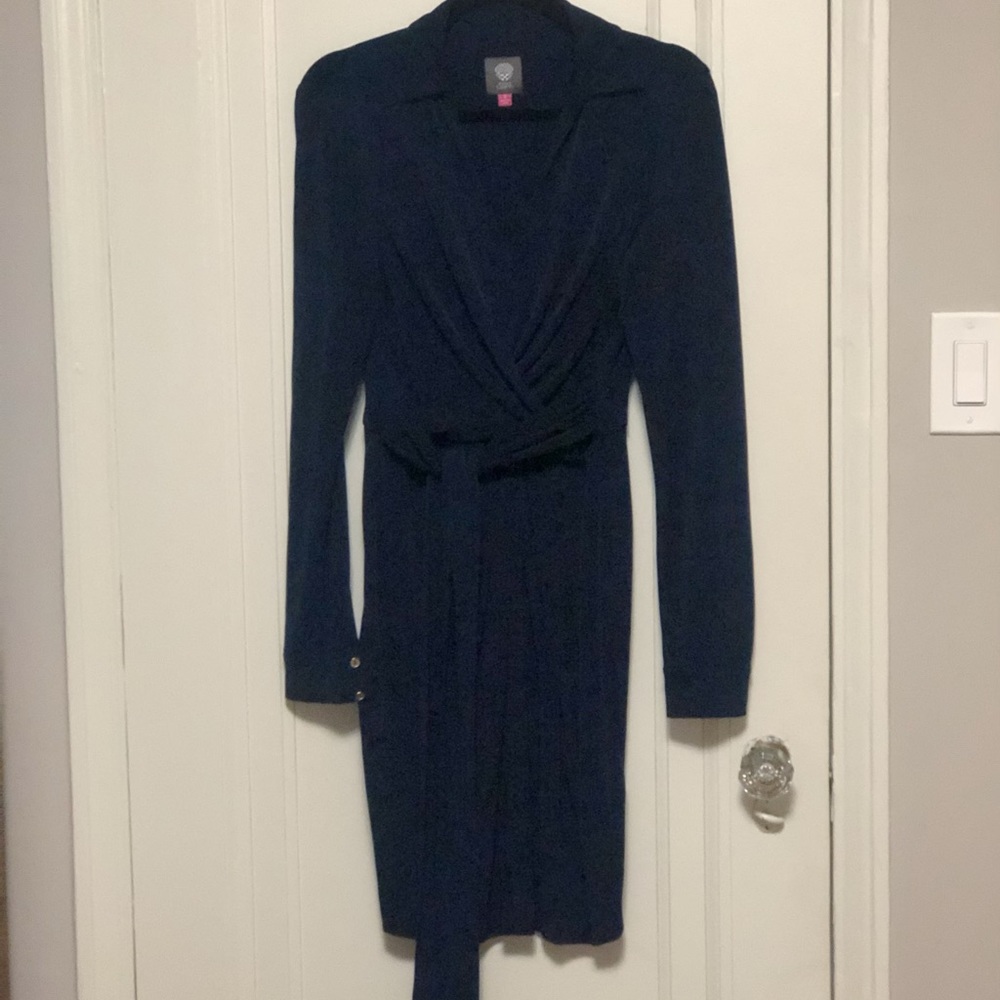 Vince Camuto Navy Blue Wrap Jersey Dress